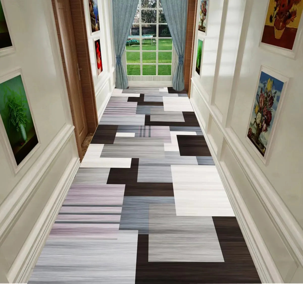Nordic Modern Villa Long Corridor Carpet Runner Hall Passageway Home Large Rugs Stairway Comfortable Durable Washable Floor Mat