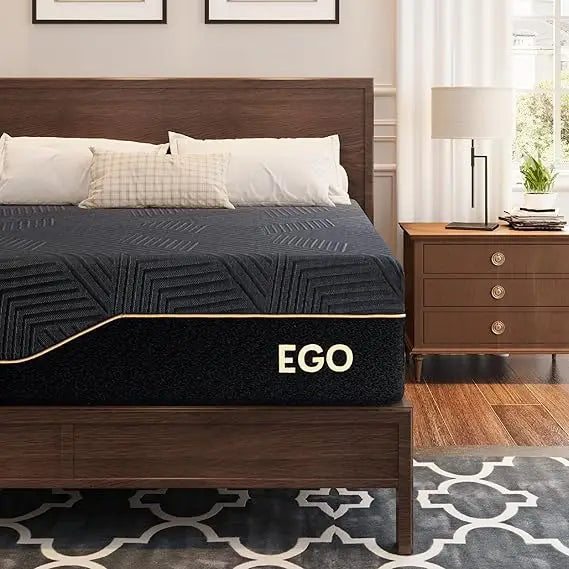 EGOHOME 14 inch Firm Queen Mattress, Memory Foam Mattress with Cooling Cover, Bed in a Box, CertiPUR-US Certified, Breathable an