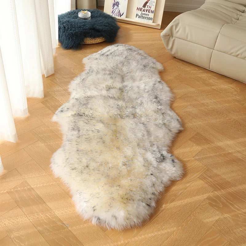 Long Strip Carpet Fluffy Soft Faux Fur Plush Bedroom Bedside Carpets Girl's Room White Home Decoration Rugs Furry Chair Cushion