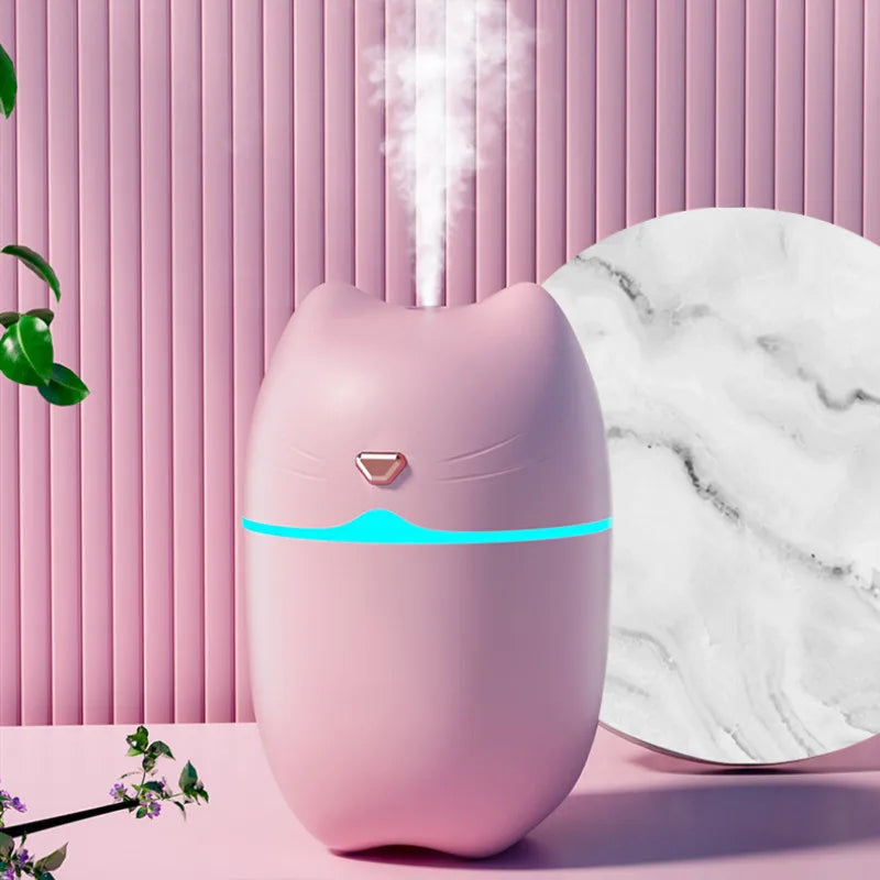 3 in 1 Cute Cat Air Humidifier Diffuser USB Mist Maker Mini Humidificador with night light