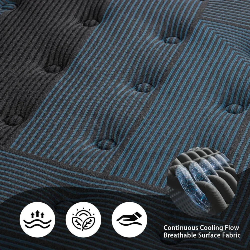 14 Inch size Mattresses in a Box, Durable Hybrid Mattress with Gel Memory Foam & Pocket Springs, Medium Firm Feel