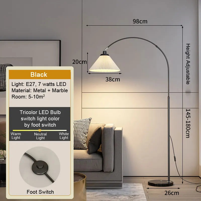 LED Tea Table Floor Lamp Living Room Decoration Bedroom Bedside Lighting Modern Marble Stand Light Black Beige E27