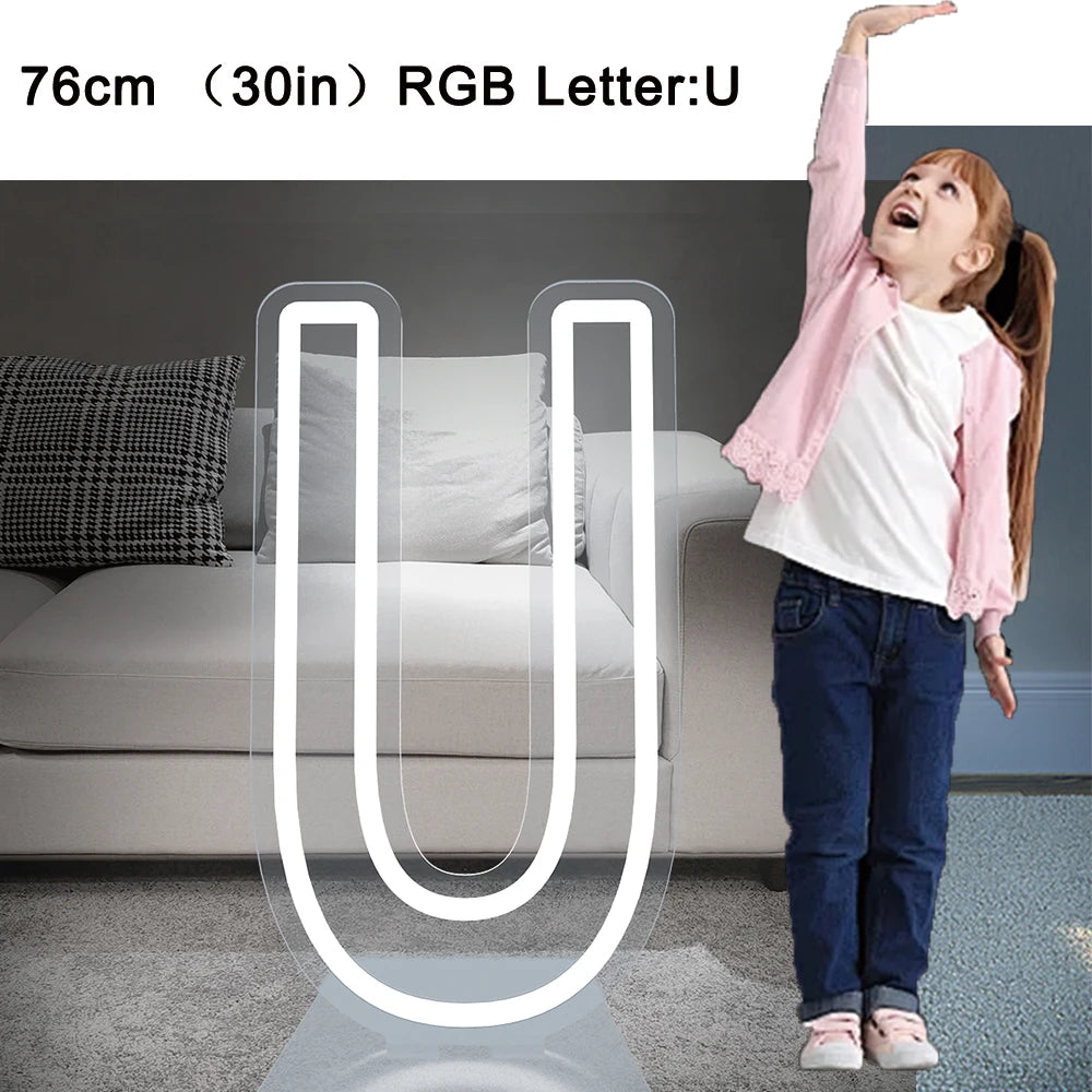 76cm Large Light up Letter Sign 26 Alphabet Stand up Lighting for Wedding Birthday Party Home Bar Decor