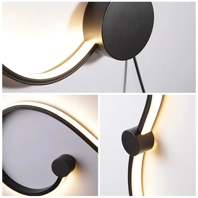 Black Modern Led Wall Sconce Lamp For Bedroom Living Room Hallway Stairs Home Minimalist Long Led Wall Light With Remote Control