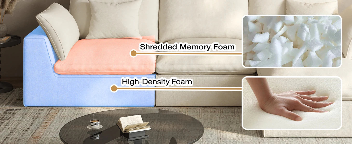 3 seat Convertible Sectional Sofa L Shaped Couch for Small Apartment Reversible Sectional Couch for Living Room,white