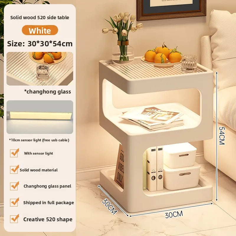 All solid wood bedside table Modern simple bedside table A few light luxury high-end home bedroom bedside storage table