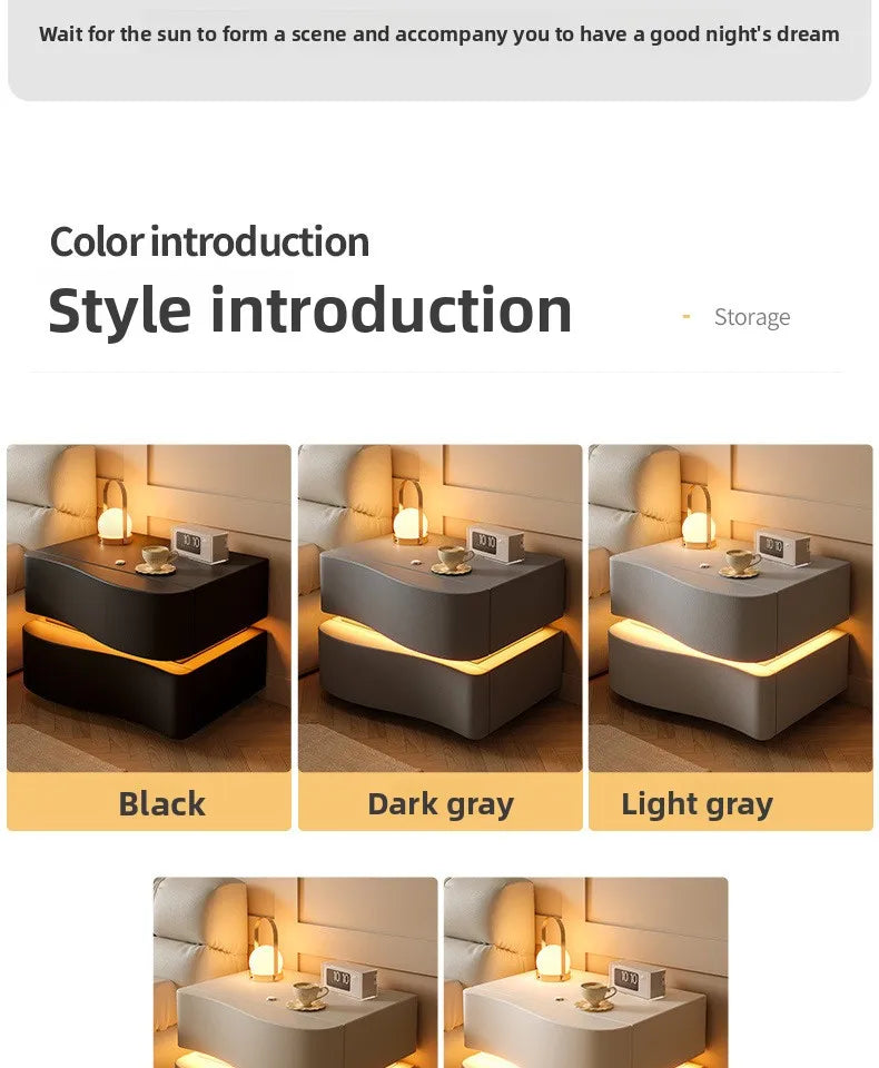 Smart bedside table Creative storage cabinet Bread cabinet Modern simple household bedroom Bedside cabinet Cabinet with lamp