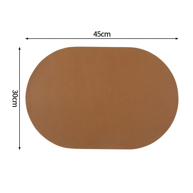 Oval Kitchen Placemats Faux Leather Table Coffee Mats Oil-Proof Waterproof Kitchen Place Mats Dining Home Kitchen Table Decor