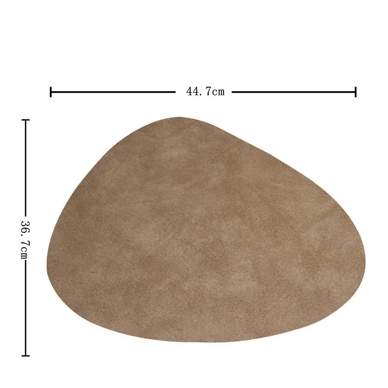 Irregular Shape PU Leather Placemats Set Oil-Proof Waterproof Dual-Sided Place Mats for Kitchen Bistro Tables Bars Coffee Shops
