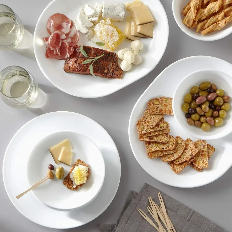 Vitrelle 38-Piece Dinnerware Set – Triple Layer Glass Chip-Resistant Plates & Bowls Service for 12