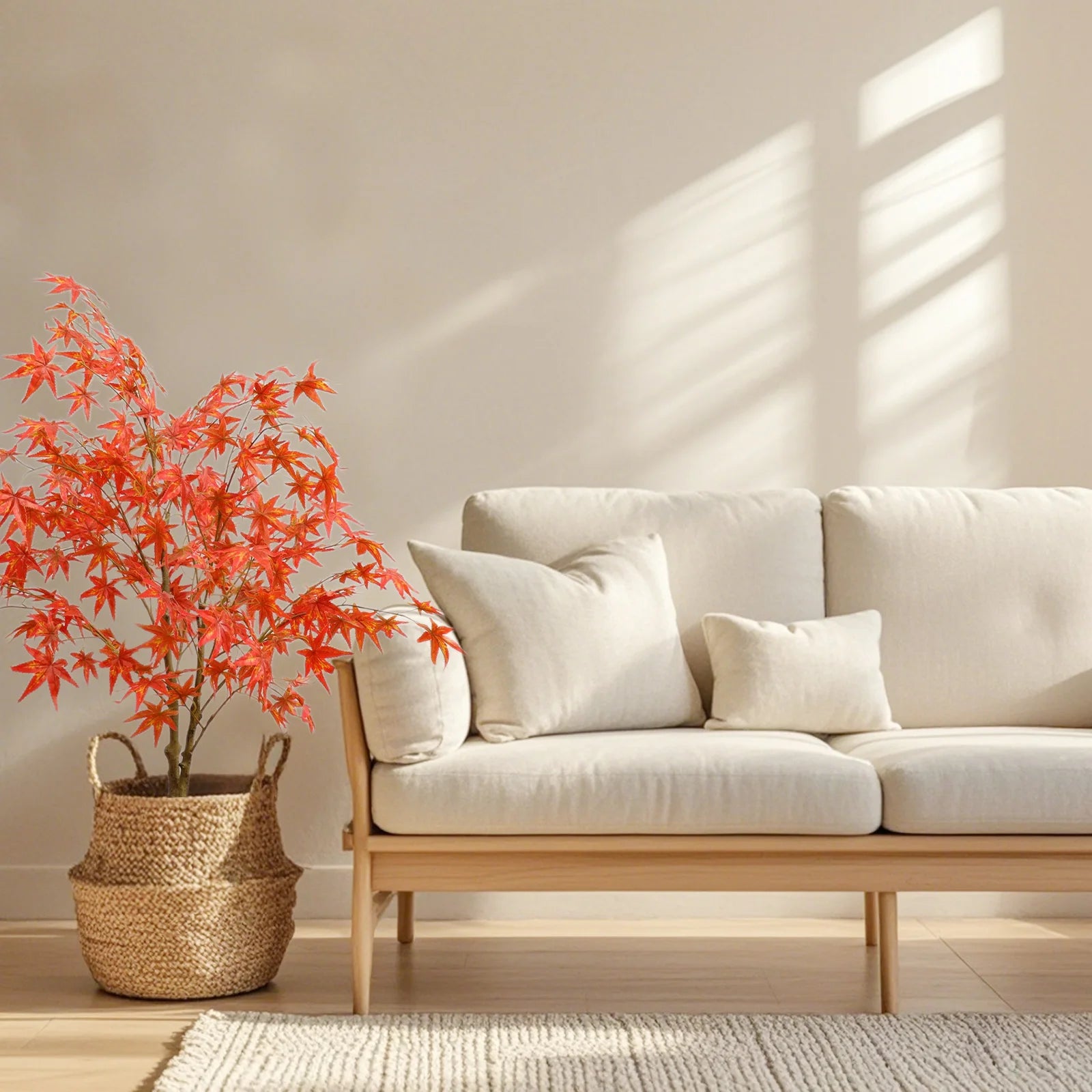 Autumn Maple Artificial Fall Tree In Plastic Pot, 120cm/150cm/180cm Faux Silk Leaves Red Maple Tree For Party Home Decoration