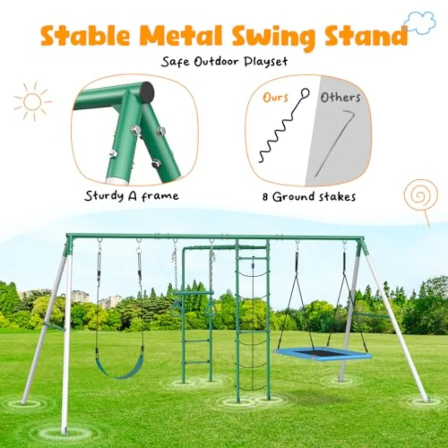 Outdoor Backyard Playset for Kids – Monkey Bars Swing & Climbing Set