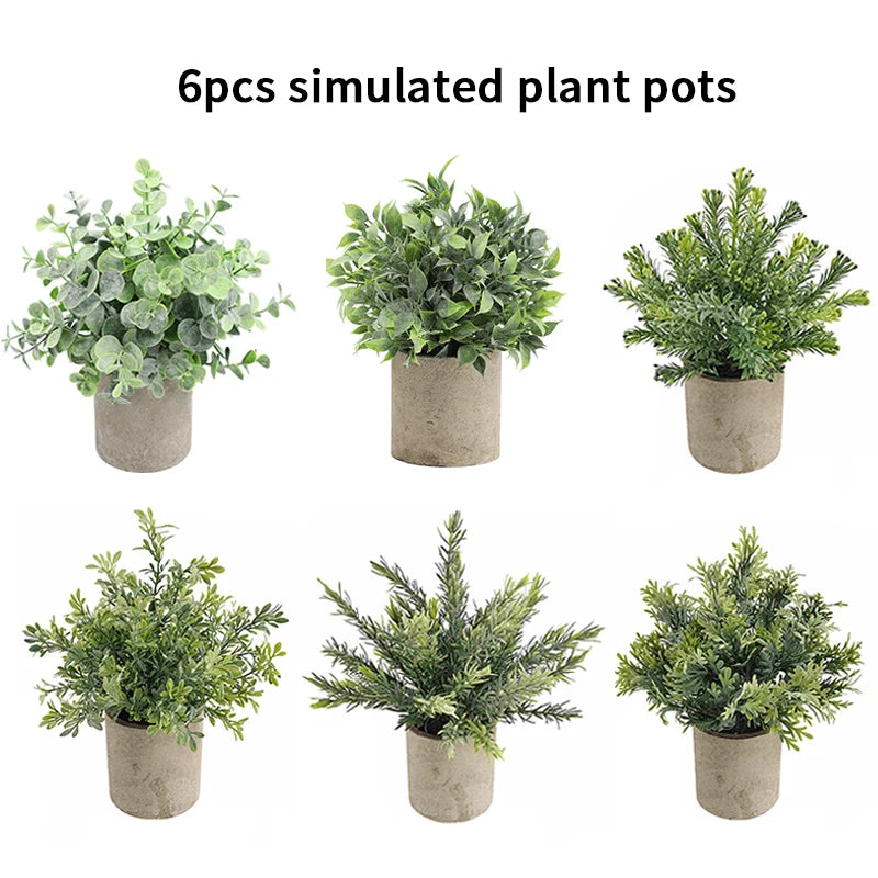 Artificial Plant Potted Eucalyptus Plant Small Fake Flower Bonsai With Pot Mini Plant Desktop Office Home Restaurant Decoration