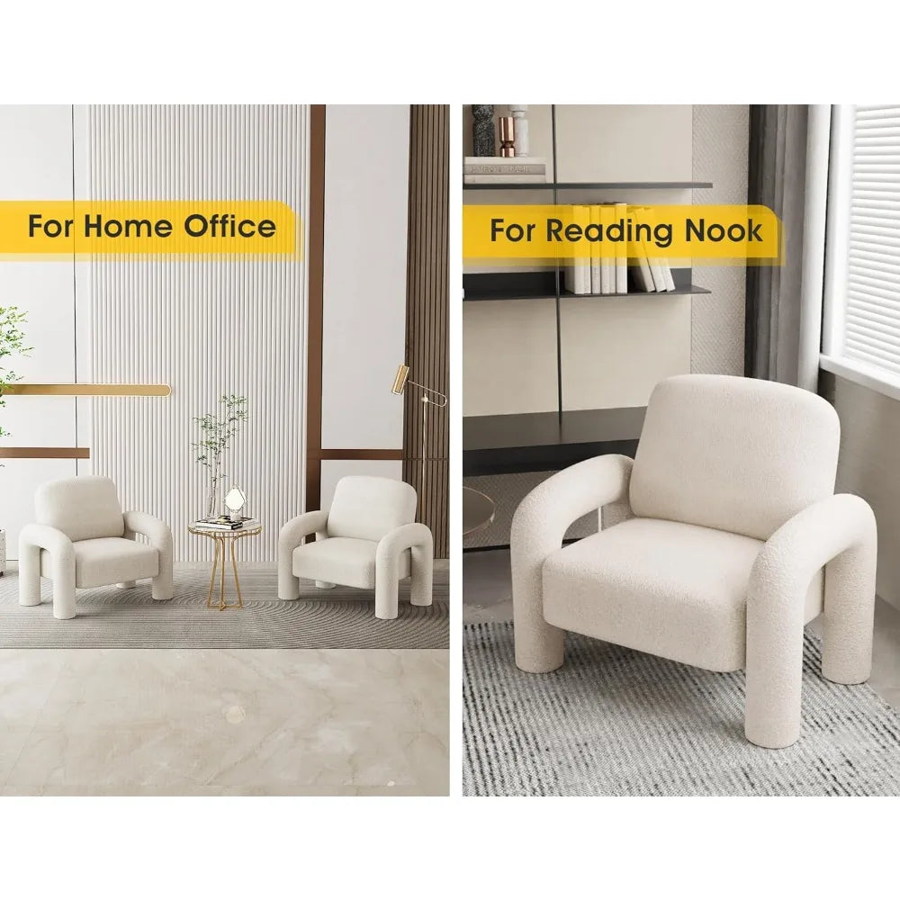 Modern Teddy Sherpa Accent Chair – Fluffy Upholstered Cozy Reading Armchair