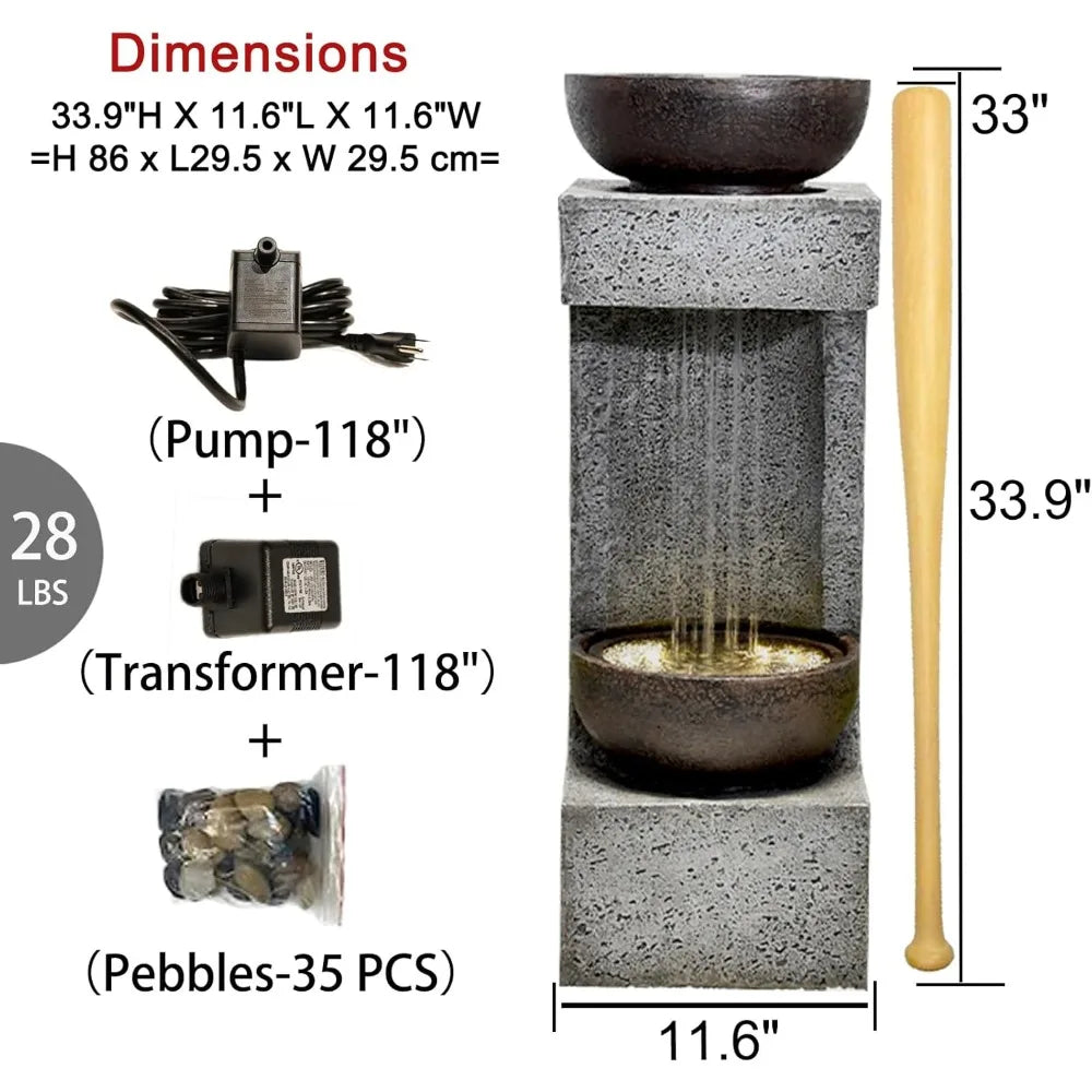Waterfall Fountain Outdoor Garden Decor for Patio, Backyard, Deck, Porch and Home Art Decor, Outdoor Fountains and Waterfalls