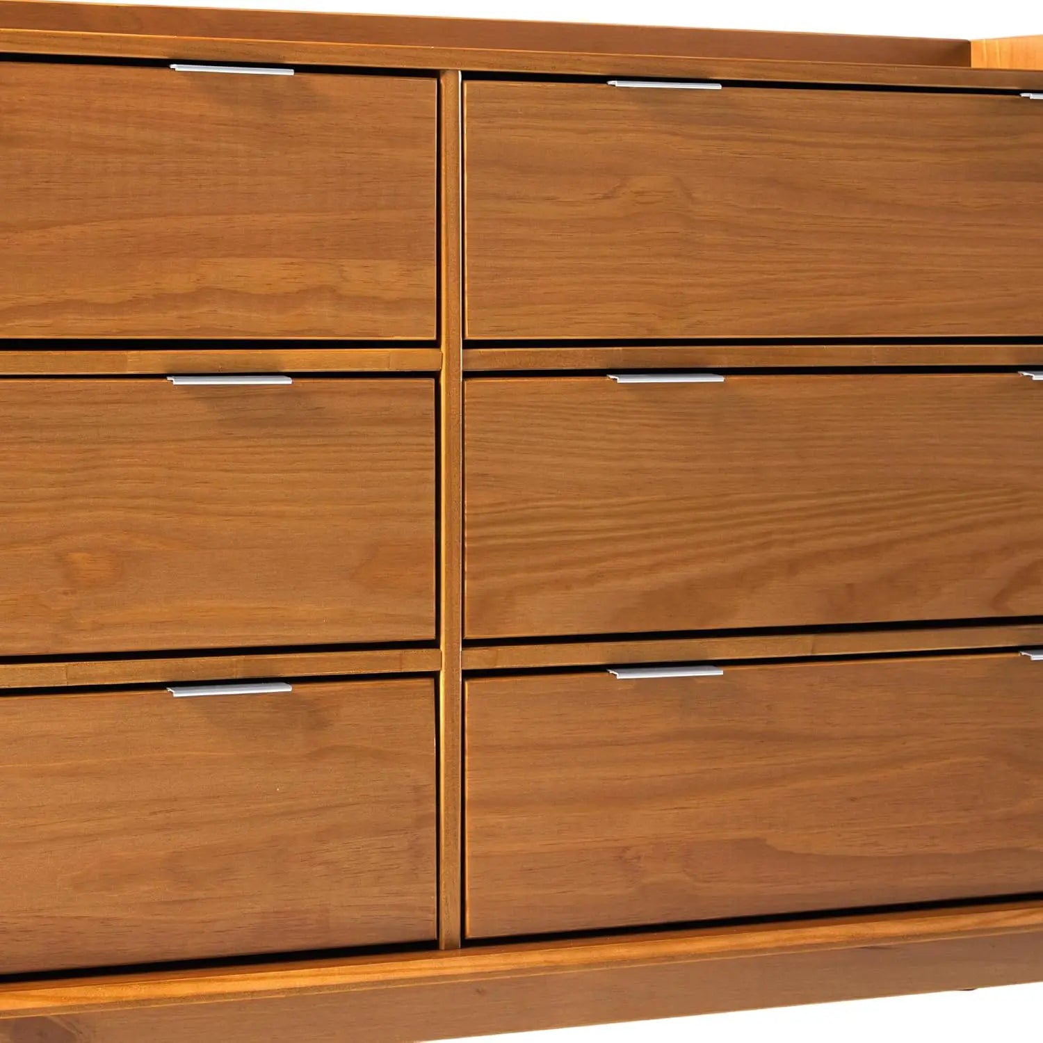 Polay Modern Solid Wood 6-Drawer Dresser with Gallery-Top 55 Inch Caramel