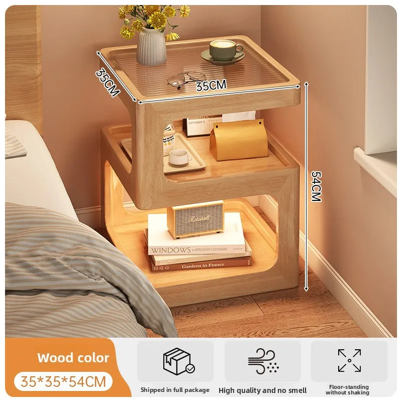 All solid wood bedside table Modern simple bedside table A few light luxury high-end home bedroom bedside storage table