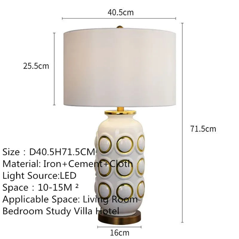 Contemporary Luxury Ceramic Table Lamp LEDAmerican Retro Creativity Living Room Bedroom Study Villa Hotel Bedside Desk Light