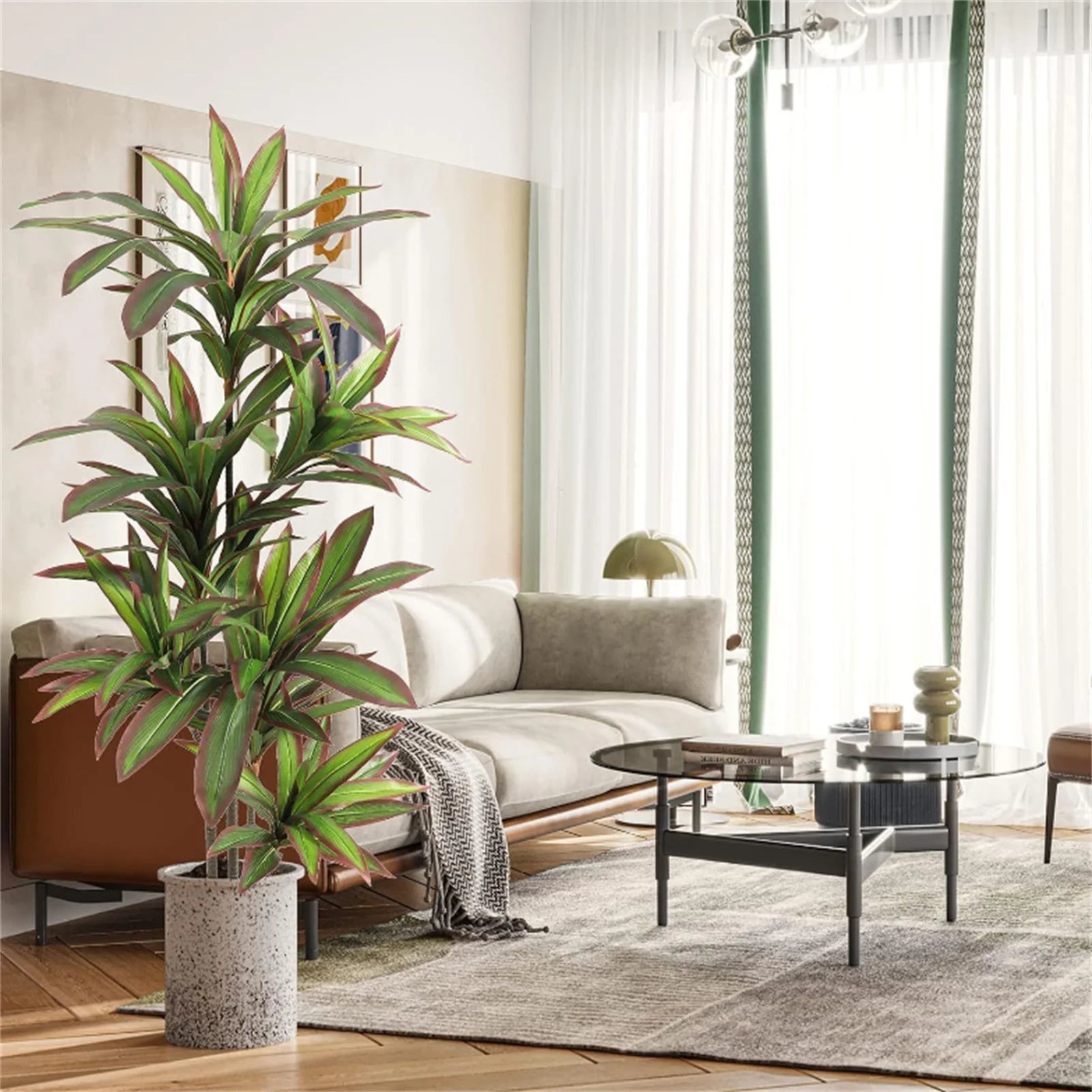 Artificial Dracaena Plant Indoor, 120cm/150cm Tall Decorative Fake Tree In Pot With Adjustable Branches And Leaves