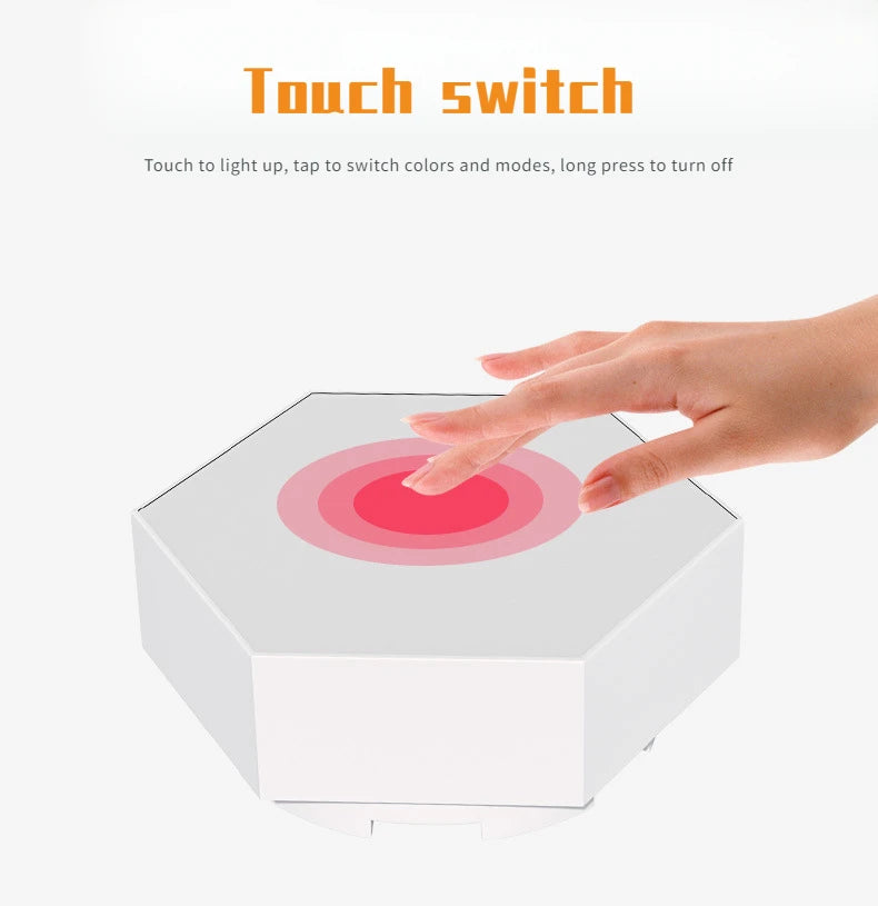 Geometric RGB Smart Lamp DIY Assembly Ambient Night Light Honeycomb Lights Touch Wall Lamp Color Changing Lamp Hexagon LED Light