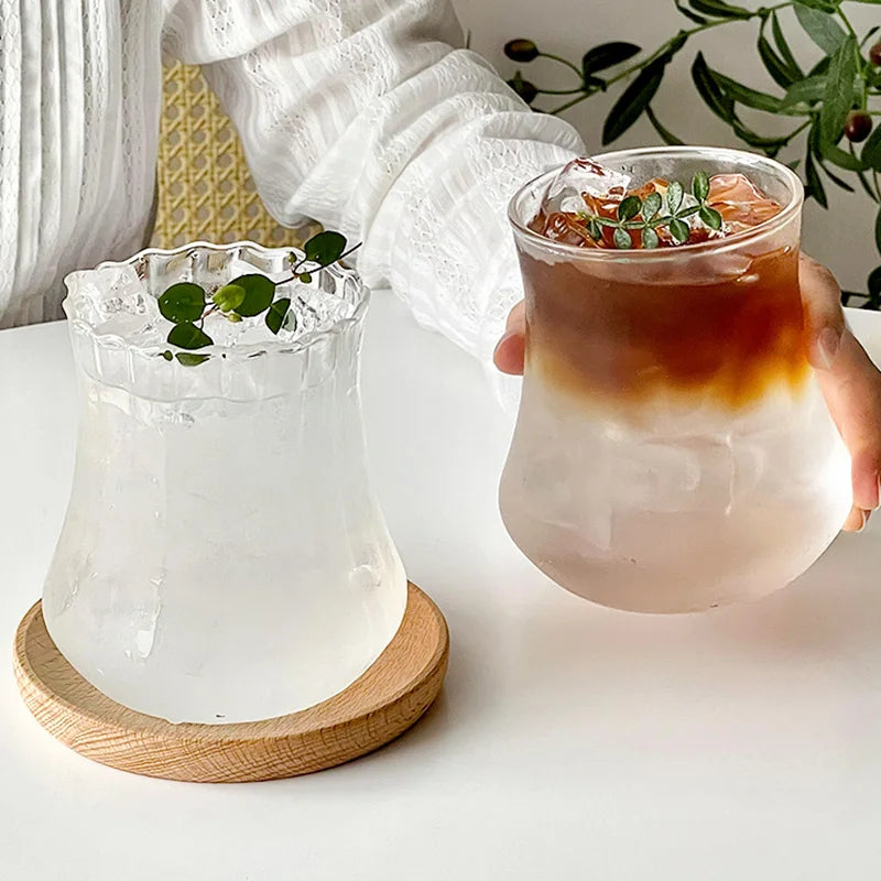 Ins Glass Cup High Borosilicate Tumbler Drinkware Milk Tea Cups Juice Coffee Mug Latte Glass Heat-resistant Stripe Water Glasses