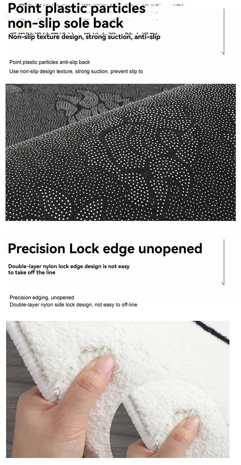 Simple Round Tufted Bedroom Rug Soft Fluffy Letters Mat Bedside Carpet Floor Anti Slip Mat Aesthetic Home Sofa Room Decor