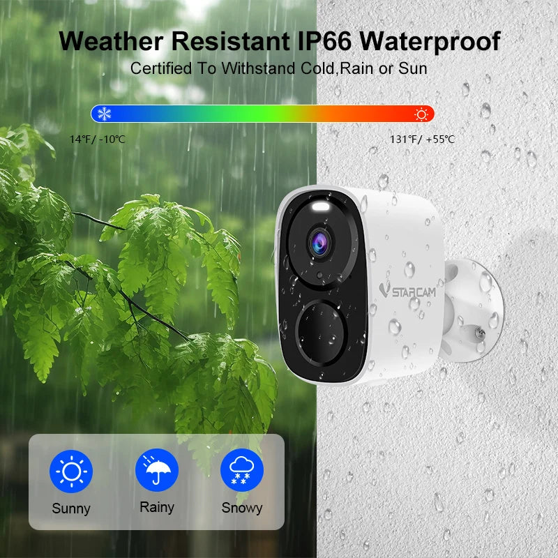 Vstarcam 2K Solar Security Cameras Wireless Outdoor Battery Powered Security Camera PIR Motion Alarm Cloud Storage Two Way Audio