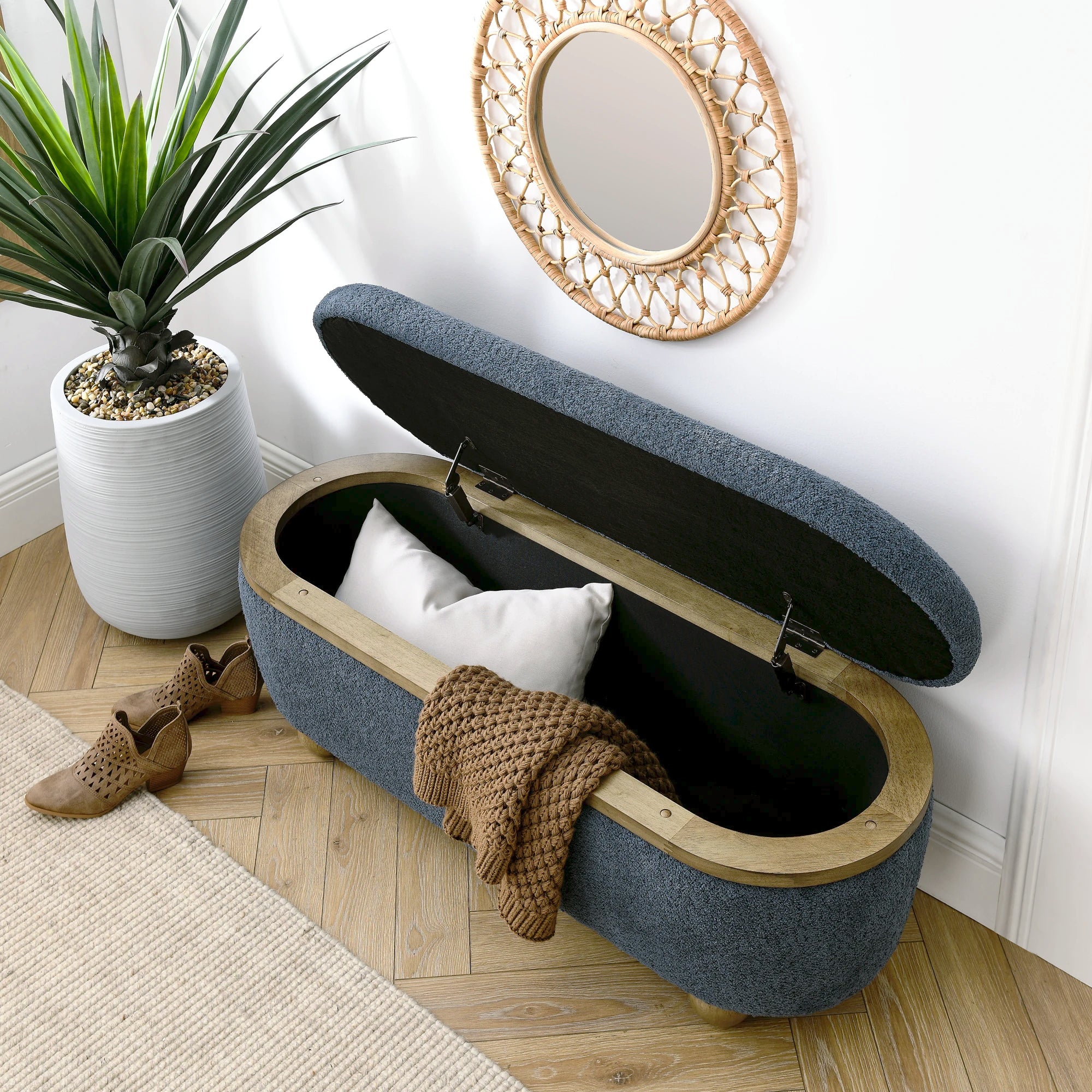 Storage Ottoman Bench – Upholstered Bedroom & Entryway Footrest