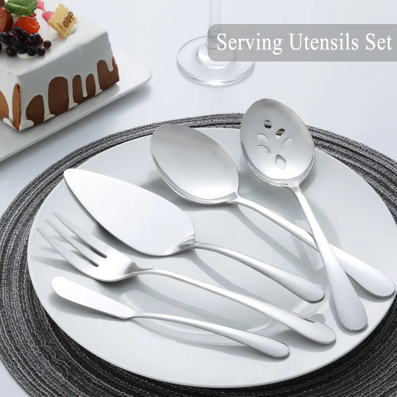 65 Pcs Silverware Set with Serving Set for 12, Stainless Steel Flatware Cutlery Set Contains 5 Pcs Serving Set, for Home