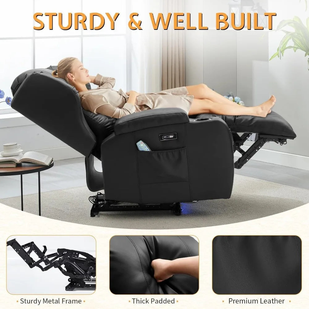 Electric Power Recliner Chair with Massage & Heat - Ergonomic Wingback Lounge Sofa Chair for Living Room, Home Theater Seating