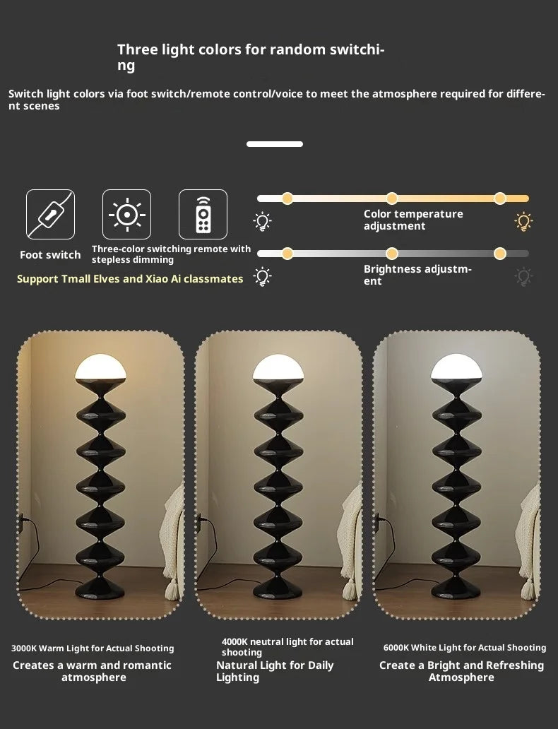 Scandinavian Mid-Century Cream Gourd Floor Lamp Organic Modern for Living Room Bedroom Sofa Ambient Lighting  Floor Lamp LED