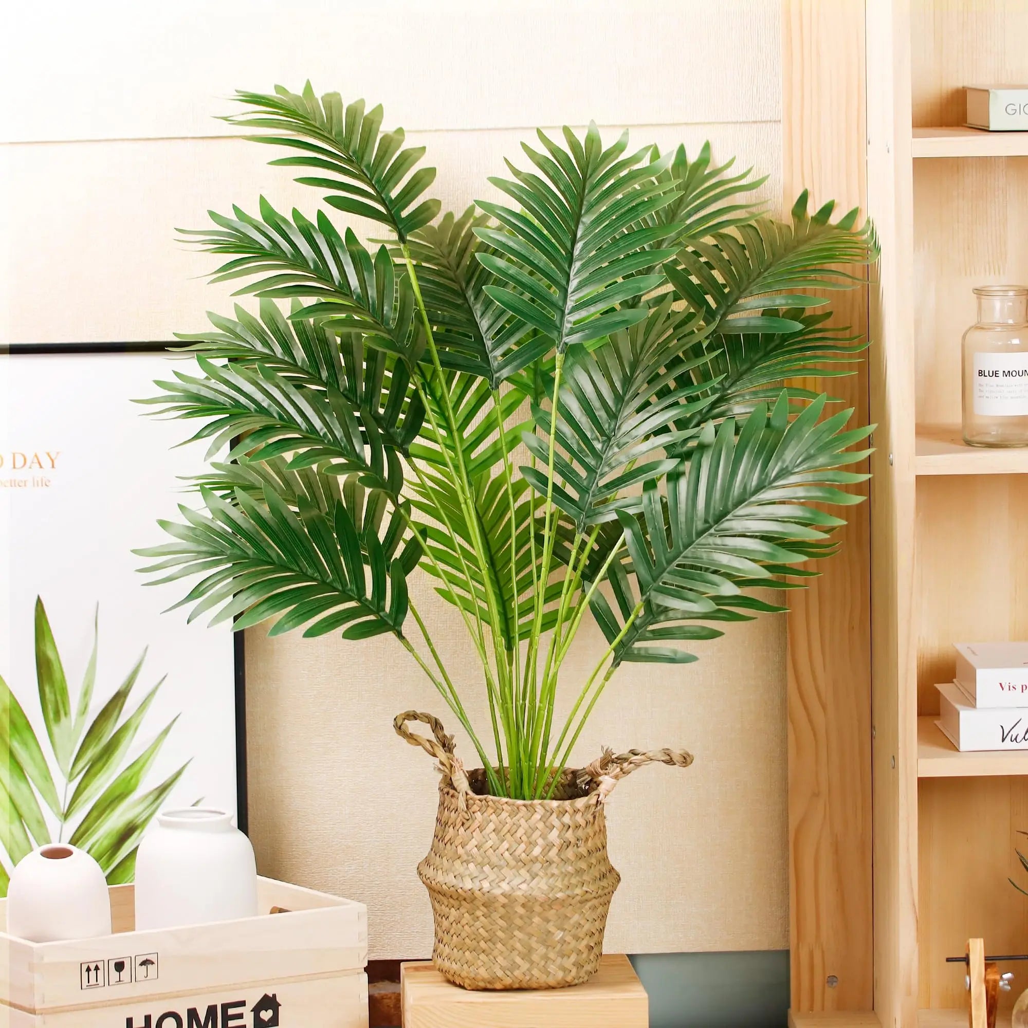 Artificial Palm Tree Tall Fake Plant Faux Areca Artificial Tree for Indoor Outdoor Home Office Bedroom Porch Balcony Decoration