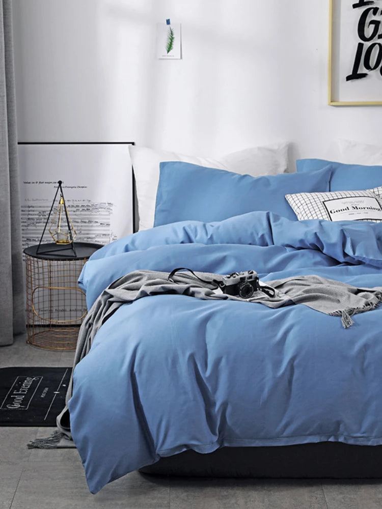 Nordic Solid Color Sanding Duvet Cover 220x240 Single Double Queen King Simple Bedding Set Pillowcase Bedclothes (No Bed Sheet)