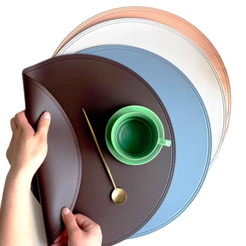 Faux Leather Round Placemats – Insulated Table Mats (1 / 4 / 6 Pack)