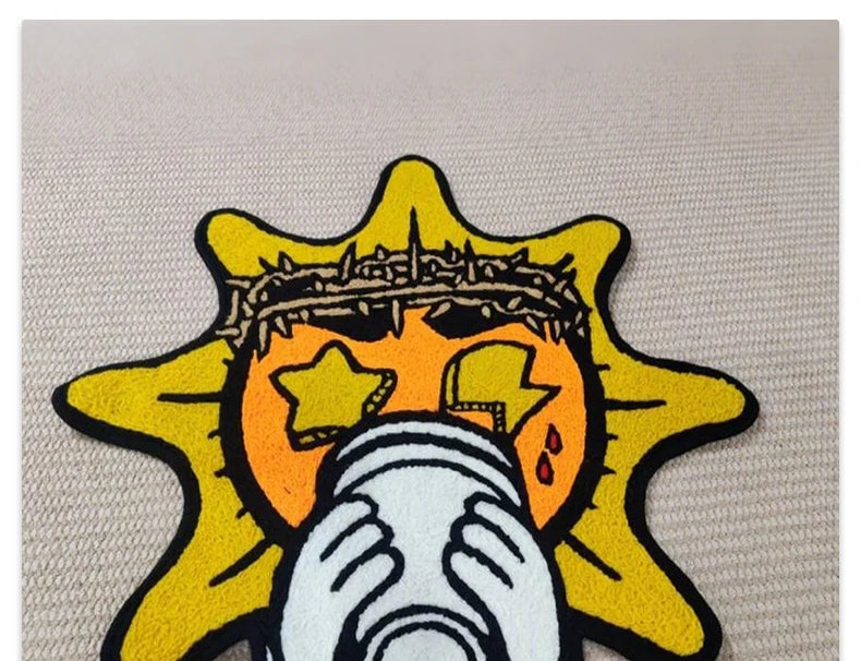 Bedroom Carpet Non-slip Soft Comfortable Floor Mat Yellow Fun Sun Irregular Rug Sofa Living Room Home Decoration Mats