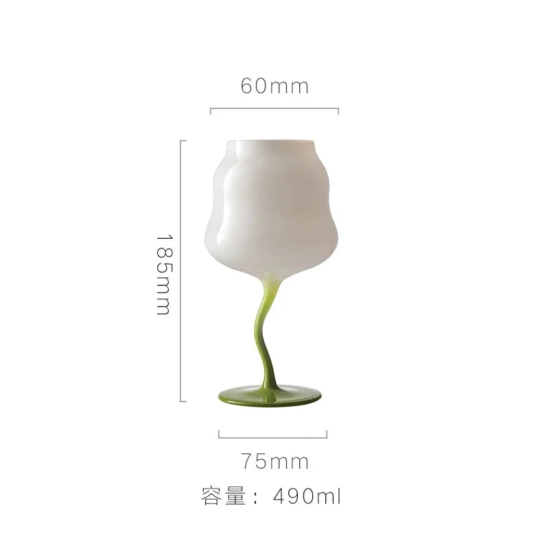 Cream Style High Footed Glass Cup Creative Colored Red Wine Glass Wine Glass Cocktail Glasses Liquor Container Home Drink Ware