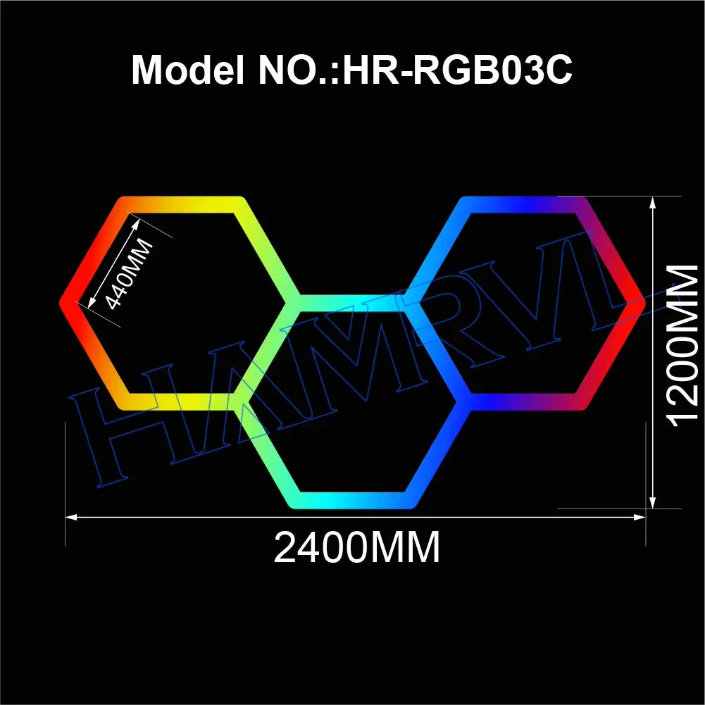 RGB Hexagon LED Garage Light - Hexagon panel light with multi changing music synchronization suitable for gym gaming room party