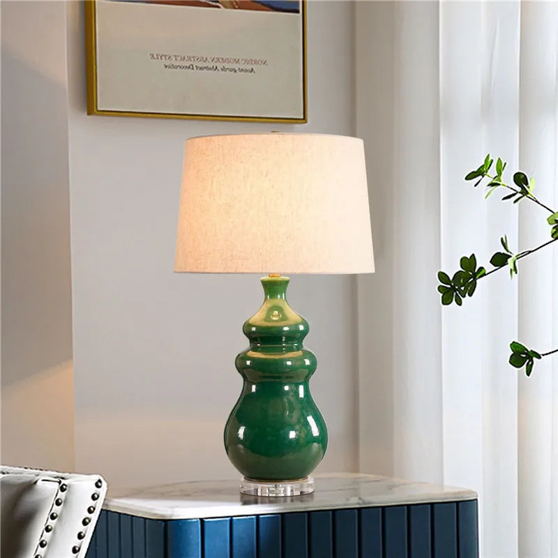 Contemporary Luxury Ceramic Table Lamp LEDAmerican Retro Creativity Living Room Bedroom Study Villa Hotel Bedside Desk Light