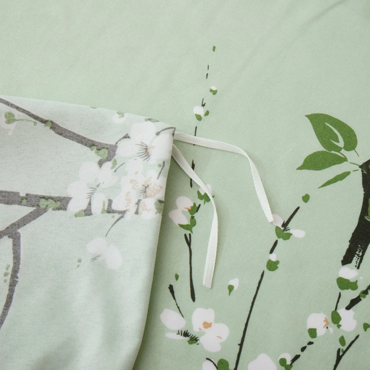 Sage Green Floral Duvet Cover Twin Queen 2/3 Pieces Flower Plum Blossom Bedding Set Reversible Botanical Branch Comforter Cover