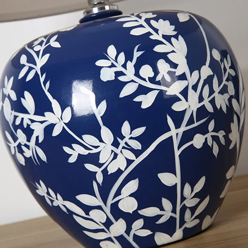 Modern Blue Ceramic Table Lamp Creative Vintage LED Desk Light for Decorative    Bedside