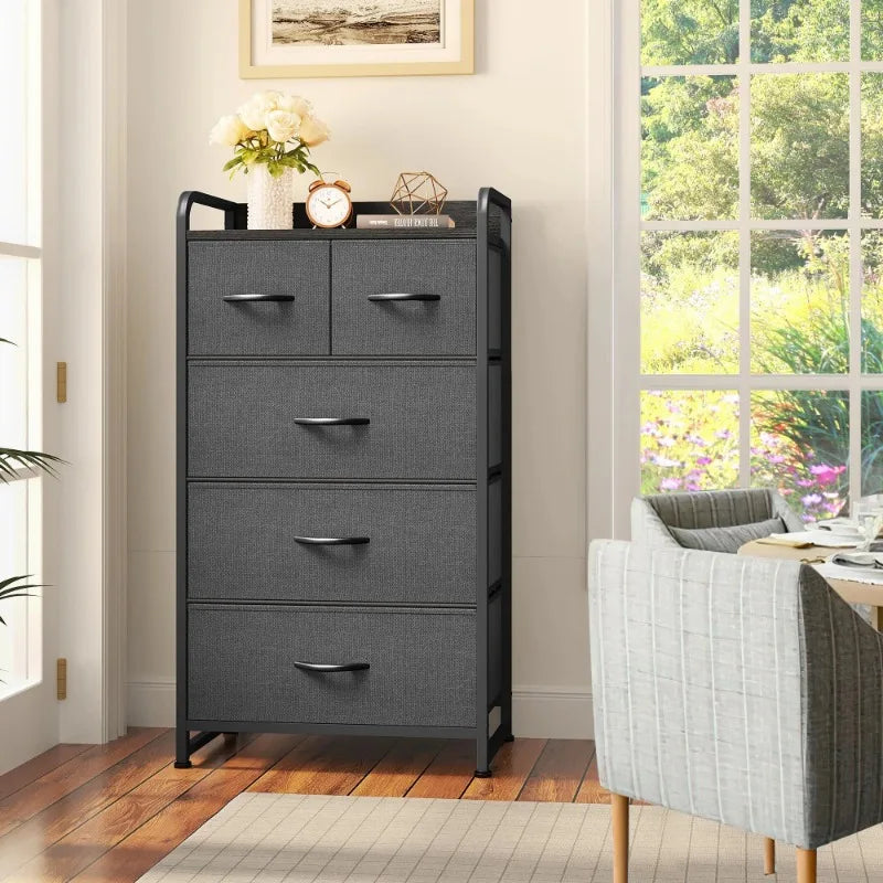 Small Dresser with 5 Drawers for Closet,Organizer Unit for Bedroom, Living Room & Closets,Dresser for Bedroom,