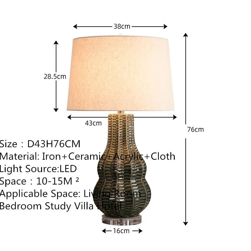 Contemporary Luxury Ceramic Table Lamp LEDAmerican Retro Creativity Living Room Bedroom Study Villa Hotel Bedside Desk Light