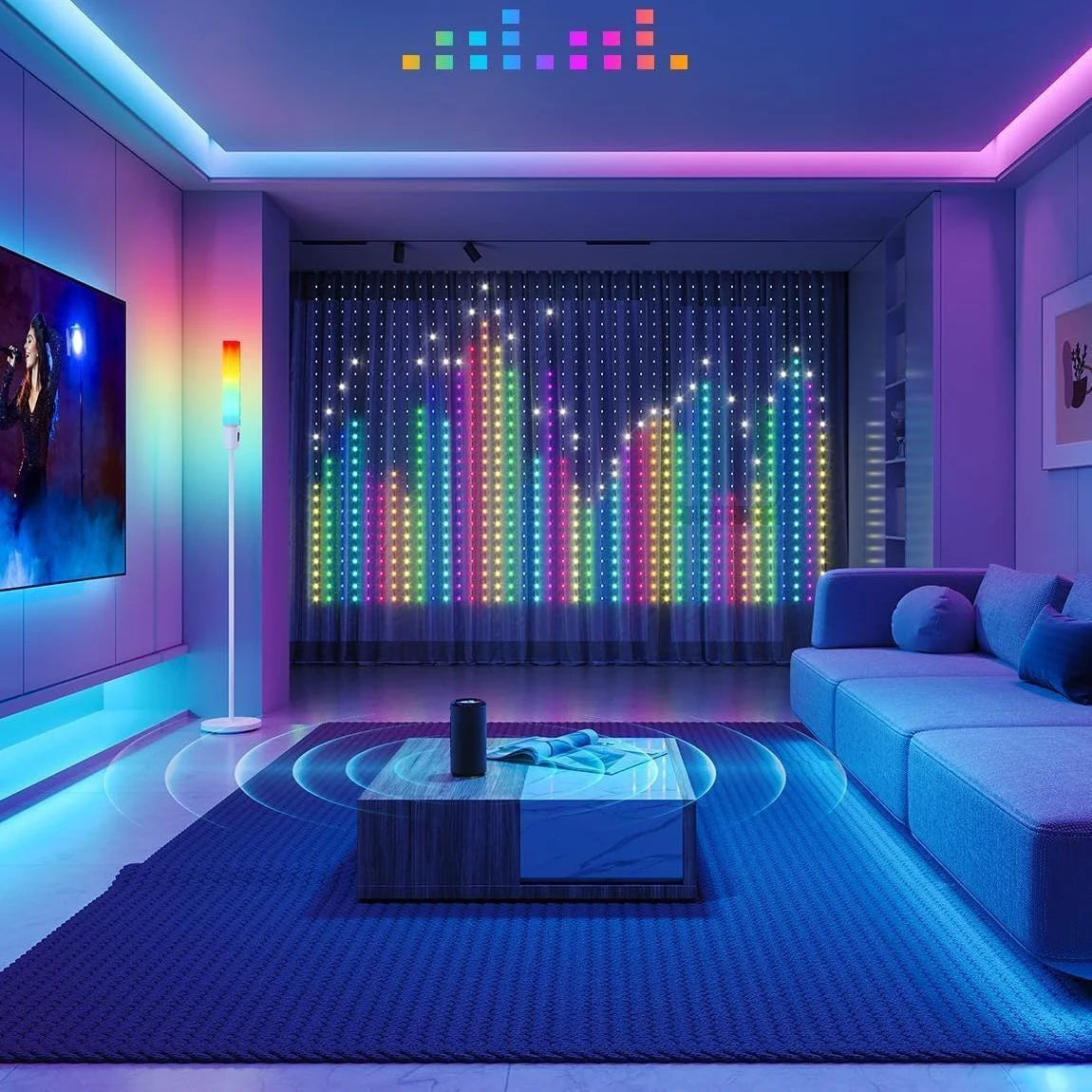 RGB Smart Curtain Lights with Bluetooth App LED String RGB Fairy Lights for for Window Bedroom Decoration Valentine Day/Birthday