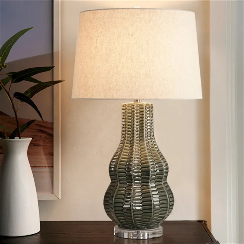 Contemporary Luxury Ceramic Table Lamp LEDAmerican Retro Creativity Living Room Bedroom Study Villa Hotel Bedside Desk Light