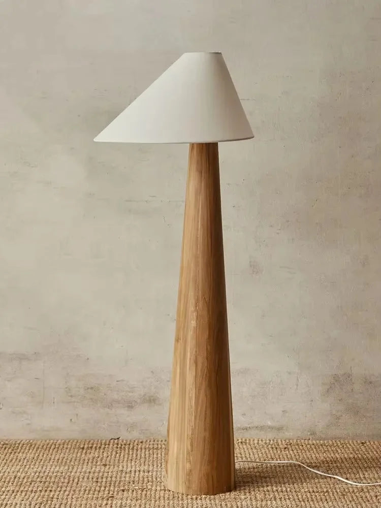 Conical Oak Floor Lamp Wabi Sabi Retro Floor Lamp Living Room Bedroom Study Solid Wood Desk Lamp Bedside Lamp Home Decoration