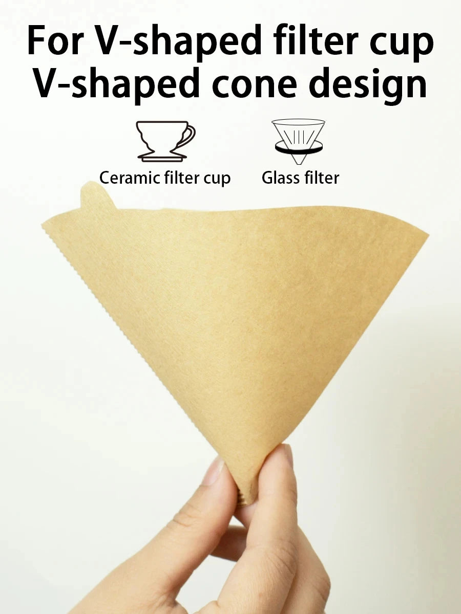 V-Shaped Disposable Coffee Filter Paper Bags – Eco-Friendly Hourglass Brewing Filters (50 / 100 Pack)