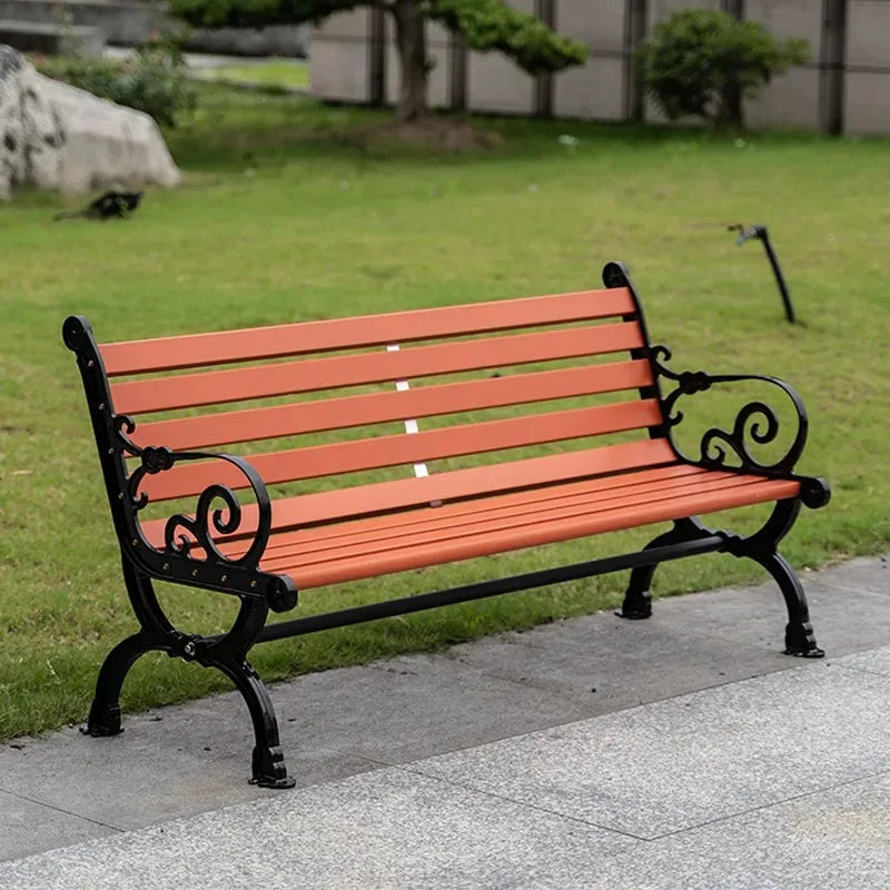 High Quality Outdoor Metal Bench Garden Park Chair with Environmental Protection Plastic Wood Wave Shape