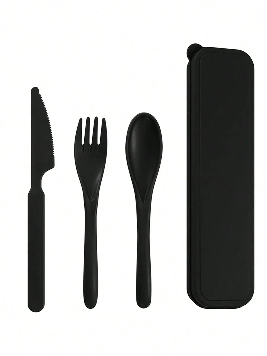 1pcs Plastic knife, fork and spoon cutlery set, reusable, portable cutlery, suitable for school, outdoor, camping, office