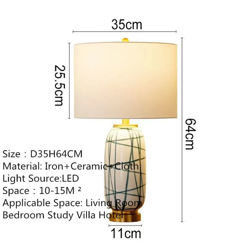 Contemporary Luxury Ceramic Table Lamp LEDAmerican Retro Creativity Living Room Bedroom Study Villa Hotel Bedside Desk Light
