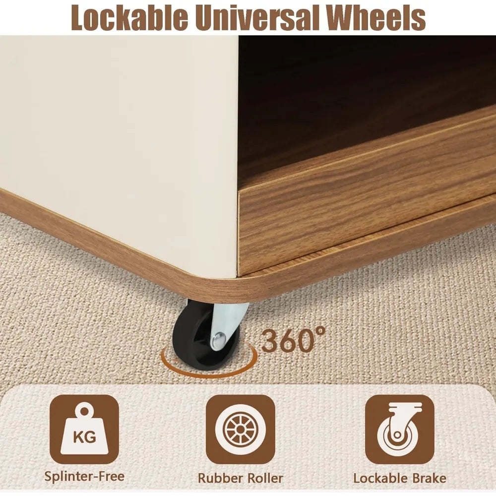 Farmhouse Convertible Coffee Table with Wheels & Storage – Large Wooden Center Table